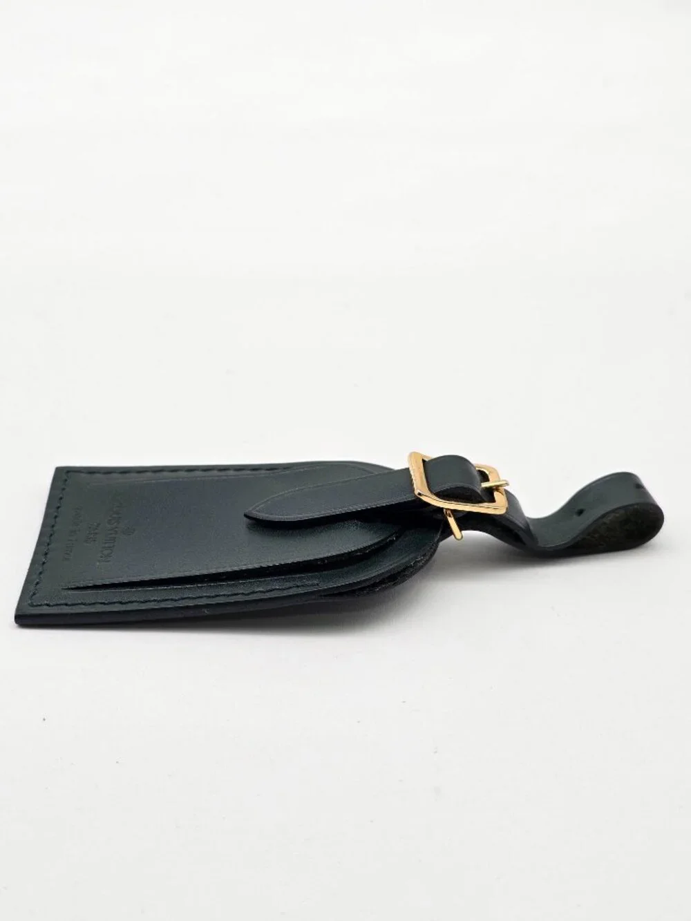 Authentic Louis Vuitton Black Leather Luggage Tag